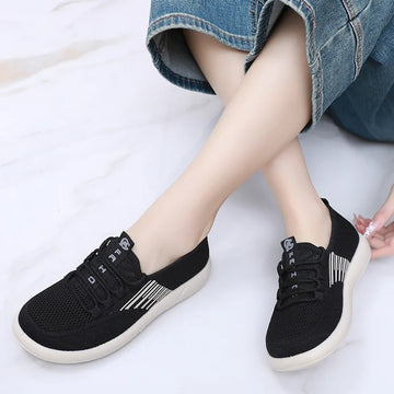 Xajzpa 2025 Summer New Women's Traditional Cloth Shoes High Elastic Knitted Casual Walking Shoes Lightweight Travel Footwea